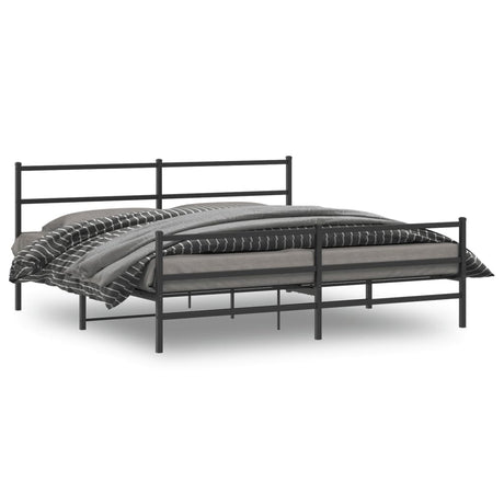 Vidaxl bedframe met hoofd- en voeteneinde metaal zwart 193x203 cm