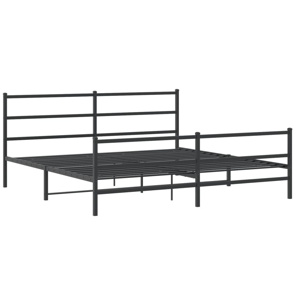 Vidaxl bedframe met hoofd- en voeteneinde metaal zwart 200x200 cm
