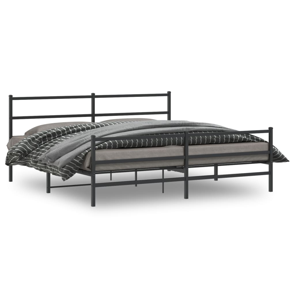 Vidaxl bedframe met hoofd- en voeteneinde metaal zwart 200x200 cm