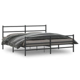 Vidaxl bedframe met hoofd- en voeteneinde metaal zwart 200x200 cm