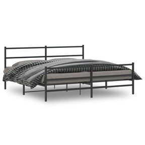 Vidaxl bedframe met hoofd- en voeteneinde metaal zwart 200x200 cm