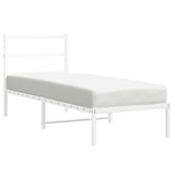 Vidaxl bedframe met hoofdbord zonder matras metaal wit 75x190 cm