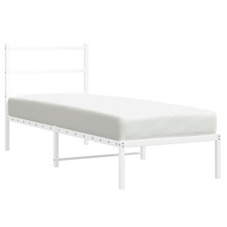 Vidaxl bedframe met hoofdbord zonder matras metaal wit 75x190 cm