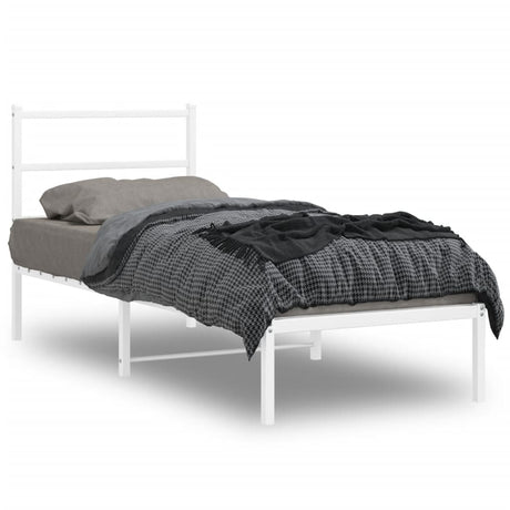 Vidaxl bedframe met hoofdbord metaal wit 80x200 cm