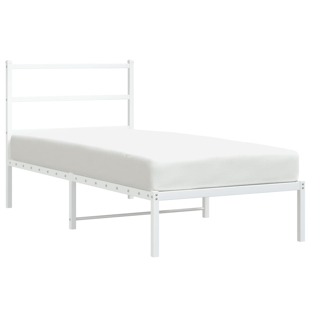 Vidaxl bedframe met hoofdbord metaal wit 90x200 cm
