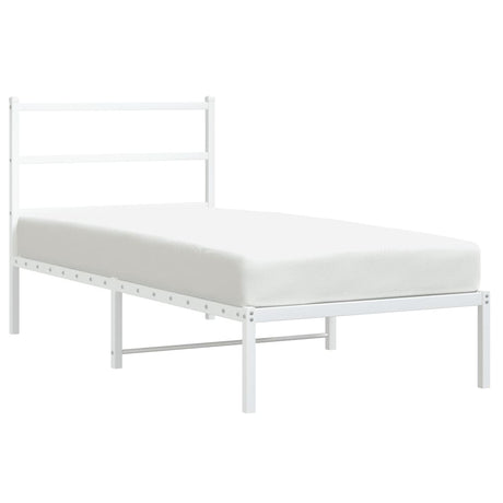 Vidaxl bedframe met hoofdbord metaal wit 90x200 cm