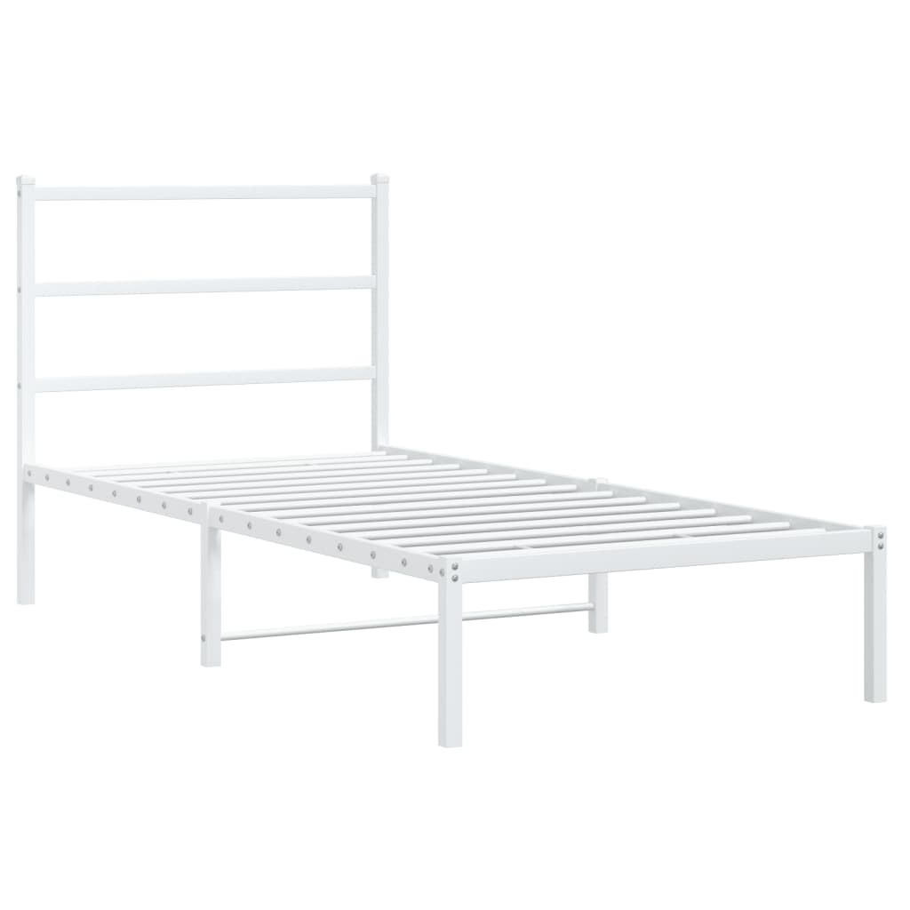 Vidaxl bedframe met hoofdbord metaal wit 90x200 cm