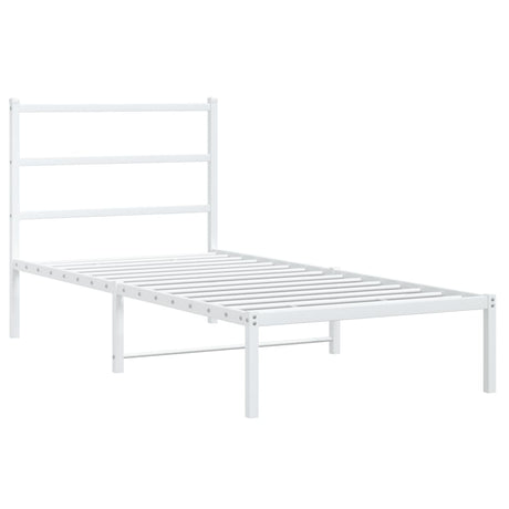 Vidaxl bedframe met hoofdbord metaal wit 90x200 cm
