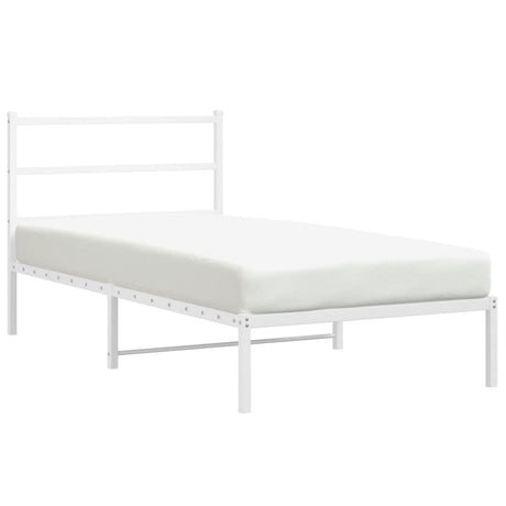 Vidaxl bedframe met hoofdbord metaal wit 100x200 cm
