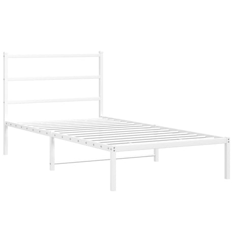 Vidaxl bedframe met hoofdbord metaal wit 100x200 cm
