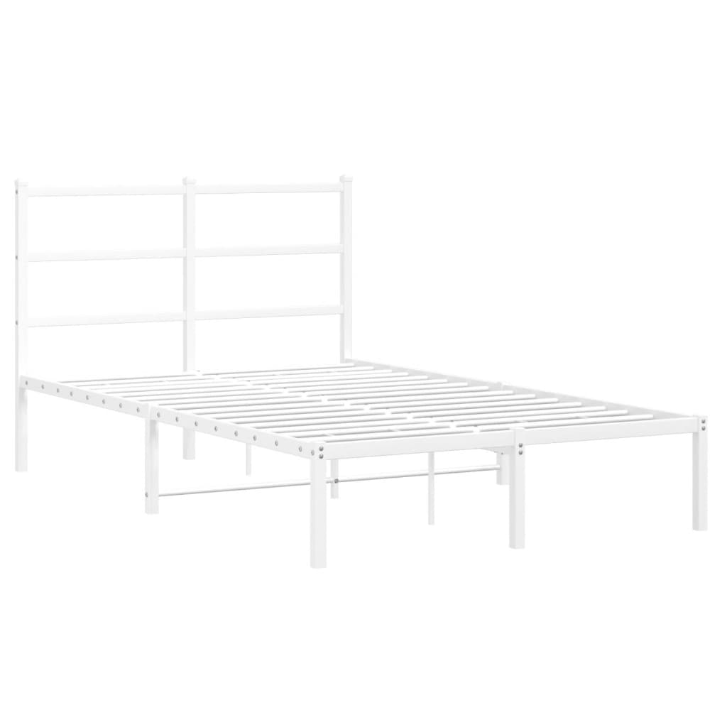 Vidaxl bedframe met hoofdbord metaal wit 120x200 cm