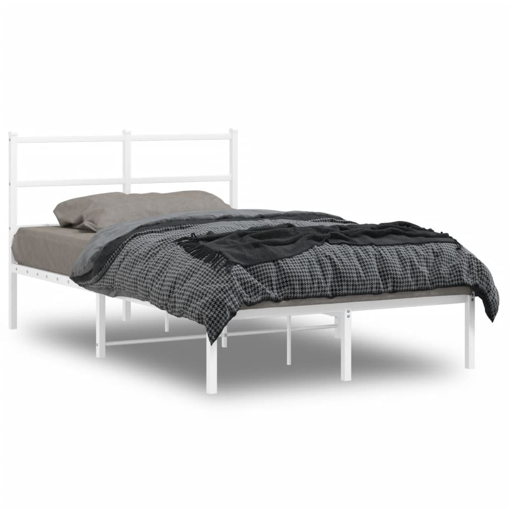 Vidaxl bedframe met hoofdbord metaal wit 120x200 cm