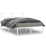 Vidaxl bedframe met hoofdbord metaal wit 140x190 cm