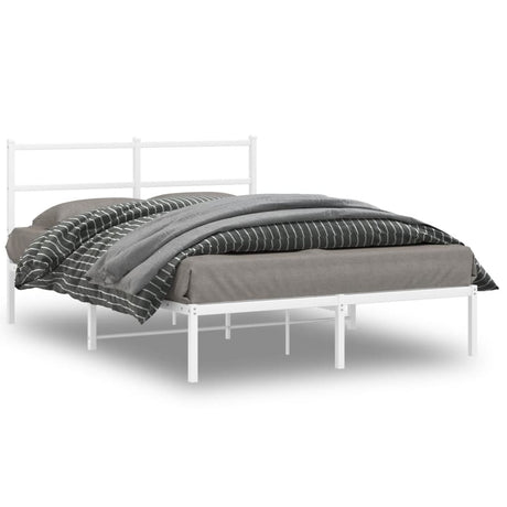 Vidaxl bedframe met hoofdbord metaal wit 140x190 cm