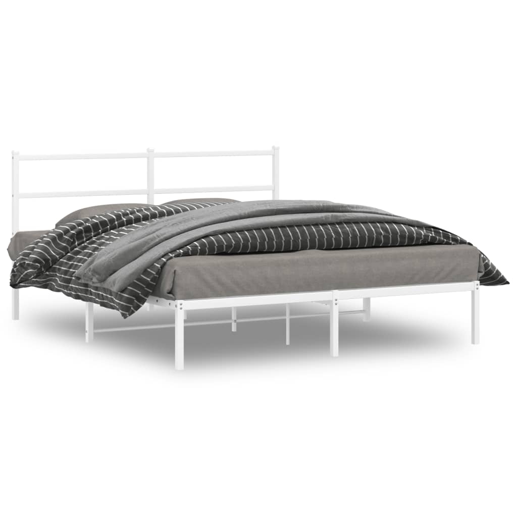 Vidaxl bedframe met hoofdbord metaal wit 150x200 cm