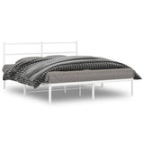 Vidaxl bedframe met hoofdbord metaal wit 150x200 cm