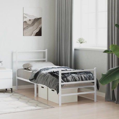 Vidaxl bedframe met hoofd- en voeteneinde metaal wit 80x200 cm