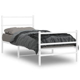 Vidaxl bedframe met hoofd- en voeteneinde metaal wit 90x190 cm