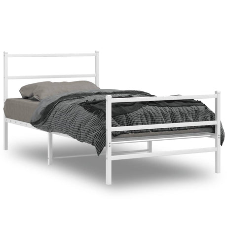 Vidaxl bedframe met hoofd- en voeteneinde metaal wit 100x190 cm
