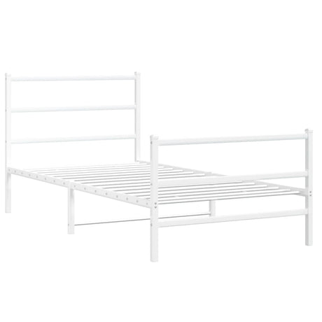 Vidaxl bedframe met hoofd- en voeteneinde metaal wit 100x190 cm