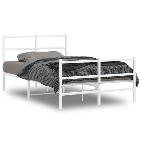 Vidaxl bedframe met hoofd- en voeteneinde metaal wit 120x200 cm
