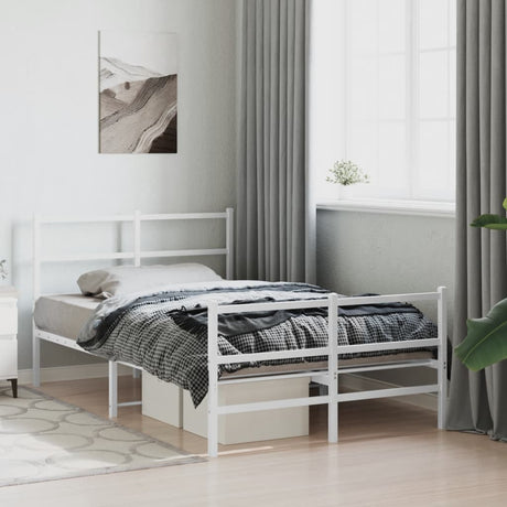 Vidaxl bedframe met hoofd- en voeteneinde metaal wit 120x200 cm