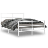 Vidaxl bedframe met hoofd- en voeteneinde metaal wit 140x190 cm