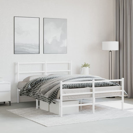 Vidaxl bedframe met hoofd- en voeteneinde metaal wit 140x200 cm