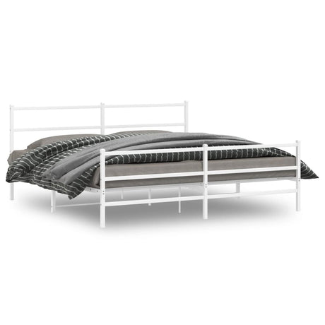 Vidaxl bedframe met hoofd- en voeteneinde metaal wit 193x203 cm