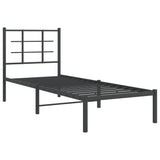 Vidaxl bedframe met hoofdbord metaal zwart 75x190 cm