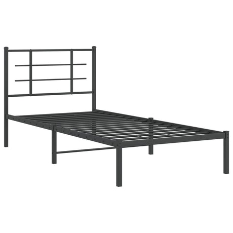 Vidaxl bedframe met hoofdbord metaal zwart 90x190 cm