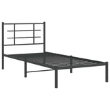 Vidaxl bedframe met hoofdbord metaal zwart 90x200 cm