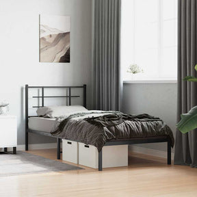 Vidaxl bedframe met hoofdbord metaal zwart 90x200 cm