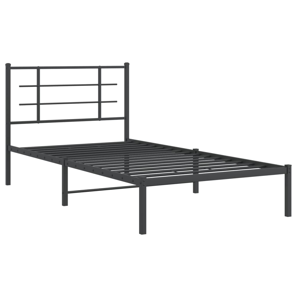 Vidaxl bedframe met hoofdbord metaal zwart 107x203 cm