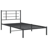 Vidaxl bedframe met hoofdbord metaal zwart 107x203 cm