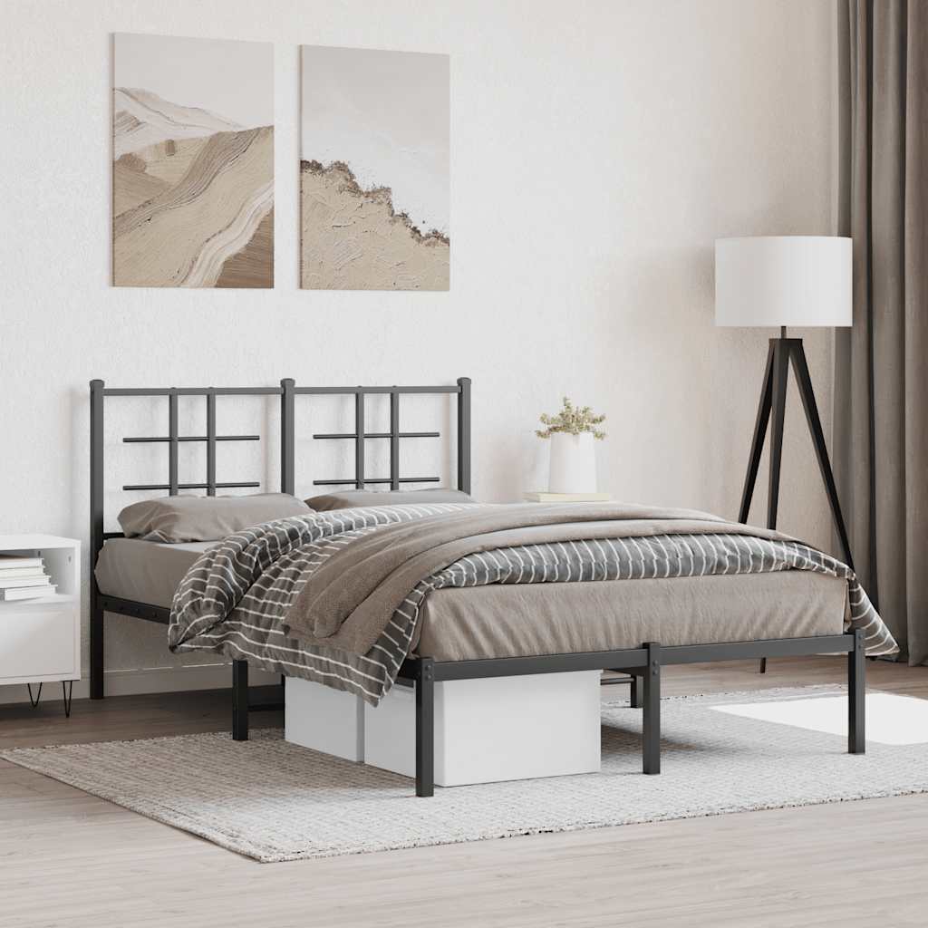 Vidaxl bedframe met hoofdbord metaal zwart 120x200 cm