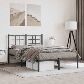 Vidaxl bedframe met hoofdbord metaal zwart 120x200 cm