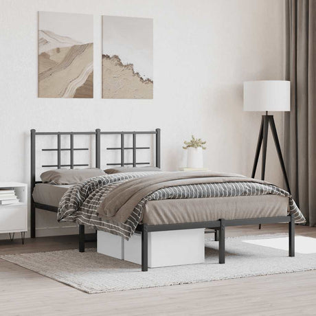 Vidaxl bedframe met hoofdbord metaal zwart 120x200 cm