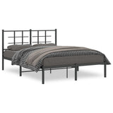 Vidaxl bedframe met hoofdbord metaal zwart 140x200 cm