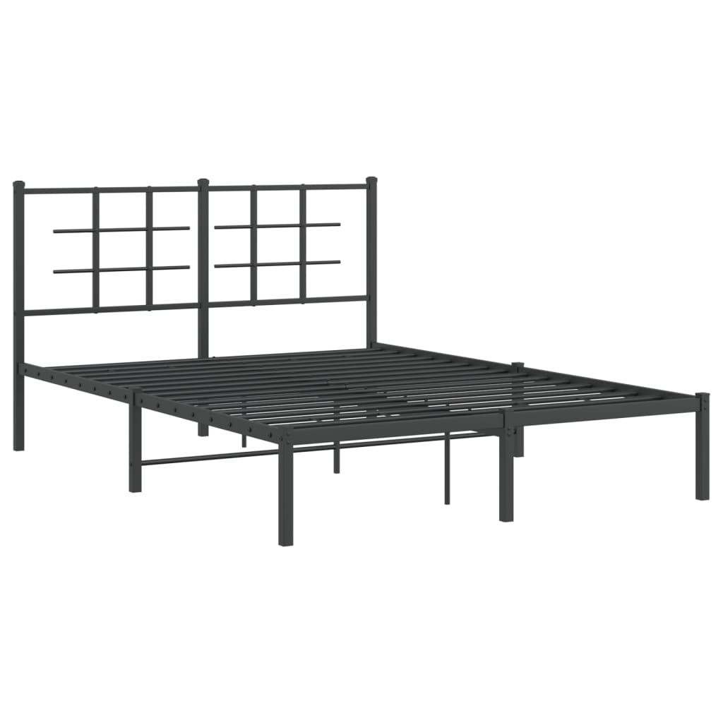 Vidaxl bedframe met hoofdbord metaal zwart 140x200 cm