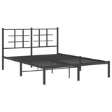 Vidaxl bedframe met hoofdbord metaal zwart 140x200 cm