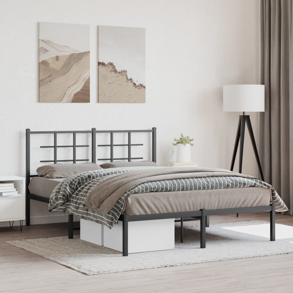 Vidaxl bedframe met hoofdbord metaal zwart 140x200 cm