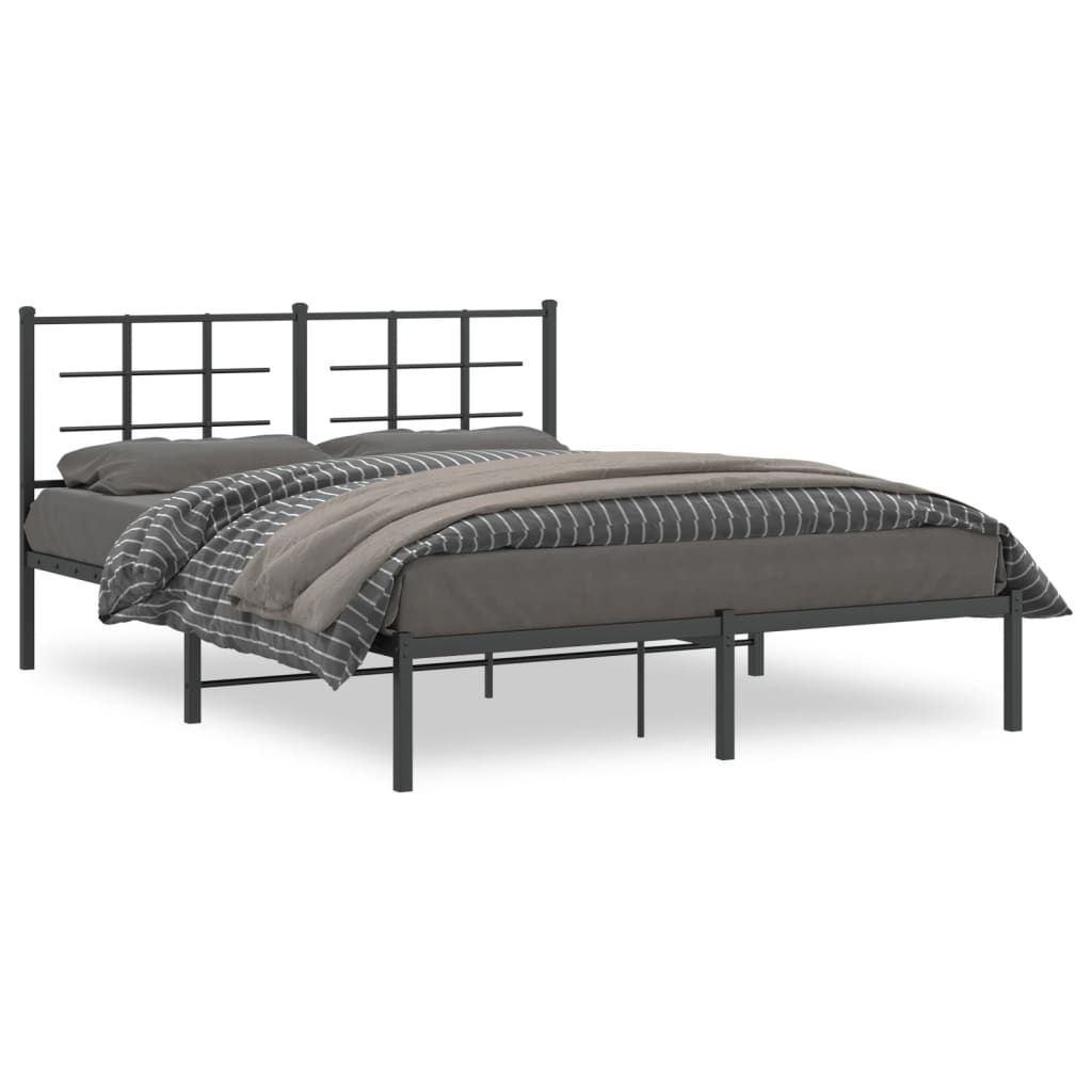Vidaxl bedframe met hoofdbord metaal zwart 150x200 cm
