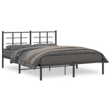 Vidaxl bedframe met hoofdbord metaal zwart 150x200 cm