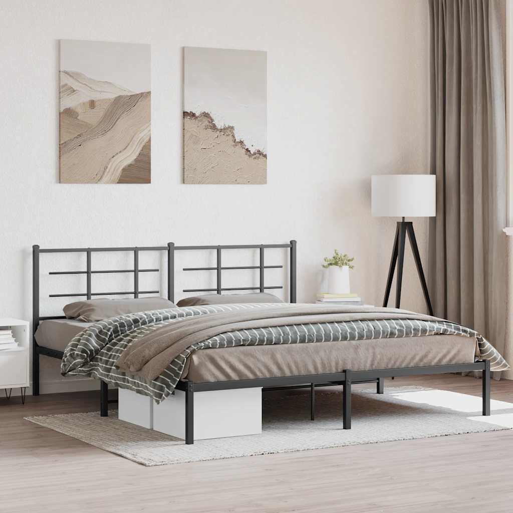 Vidaxl bedframe met hoofdbord metaal zwart 183x213 cm
