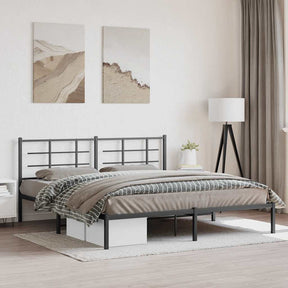 Vidaxl bedframe met hoofdbord metaal zwart 183x213 cm