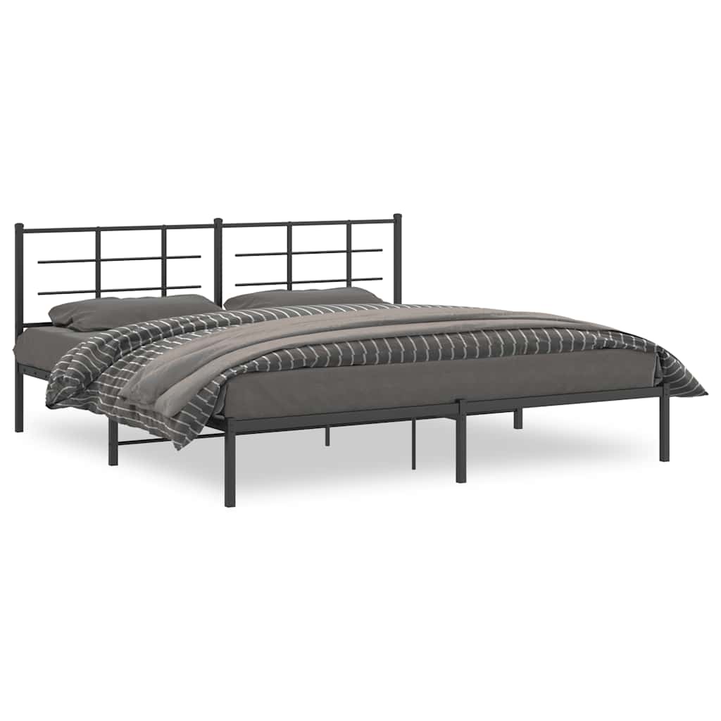 Vidaxl bedframe met hoofdbord metaal zwart 193x203 cm
