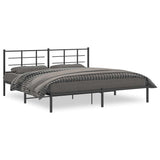 Vidaxl bedframe met hoofdbord metaal zwart 193x203 cm