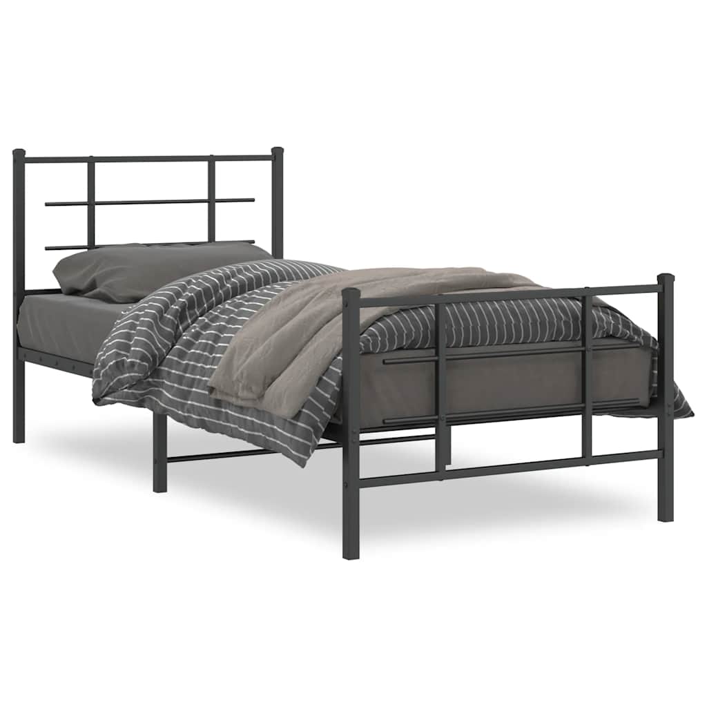 Vidaxl bedframe met hoofd- en voeteneinde metaal zwart 90x200 cm