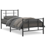 Vidaxl bedframe met hoofd- en voeteneinde metaal zwart 90x200 cm